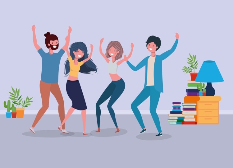 A positive company culture depicted through employee interactions.