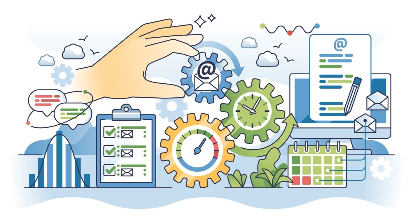 A collage of common asynchronous communication tools like messaging apps and project management software.