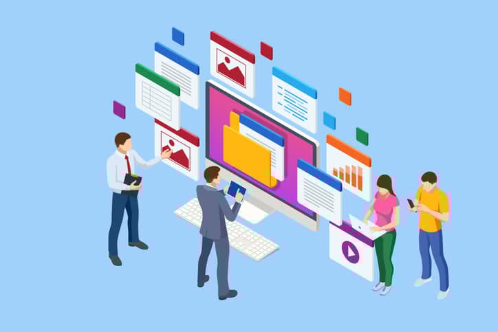 Archive managing online digital database stock illustration