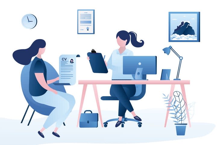 Beauty businesswoman boss or HR specialist having an interview with job applicant