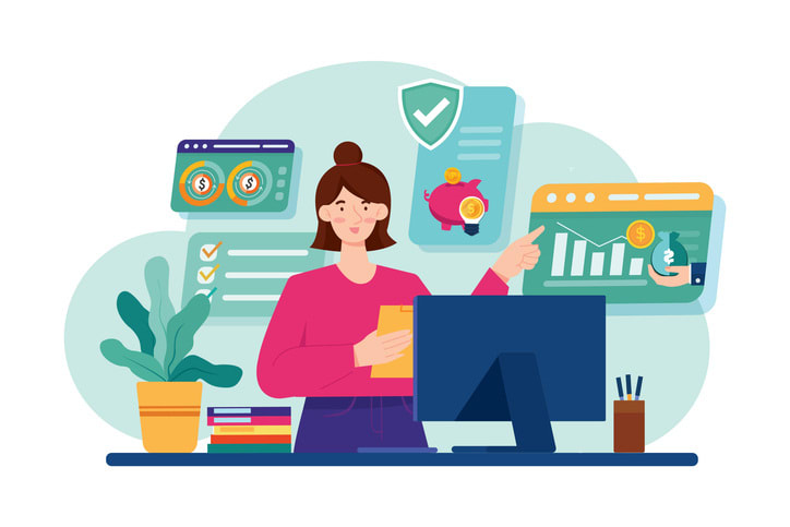 Benefits Manager Illustration concept on white background stock illustration