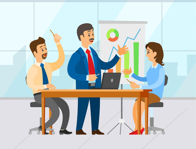 Boss with Workers in Office