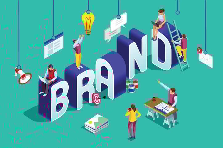 Brand vector text isometric logo stock illustration