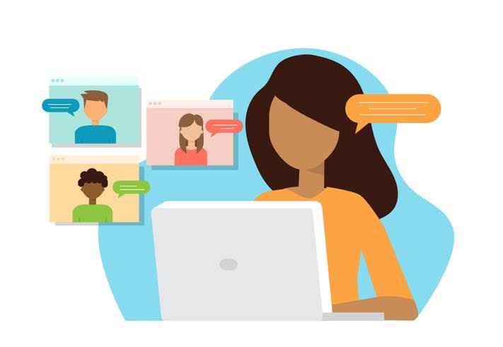 business discussion on the laptop screen stock illustration