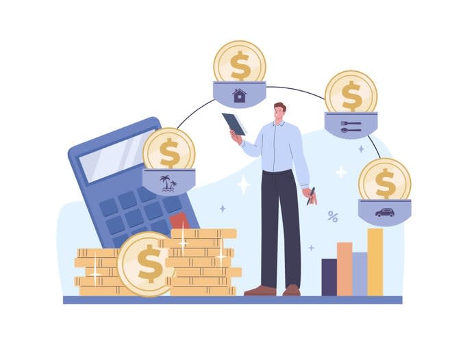 Business man and personal finance strategy