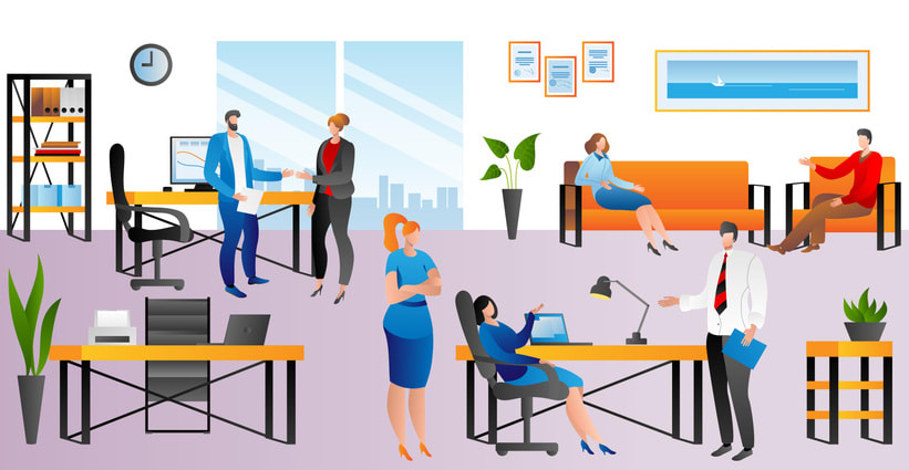 Business office with people team work