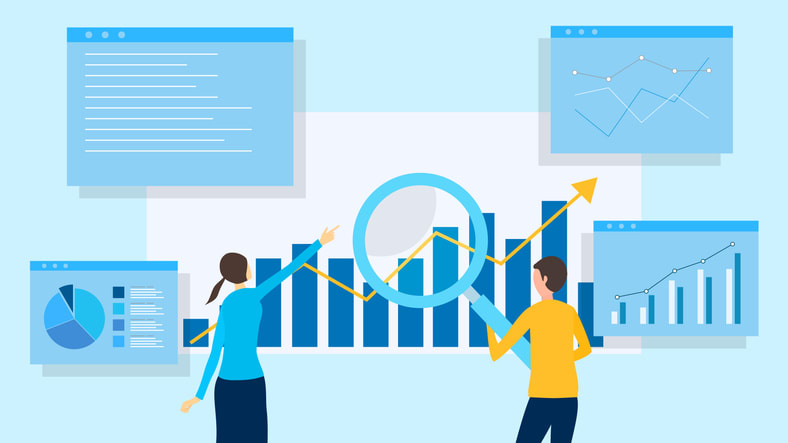 Business people analyzing data