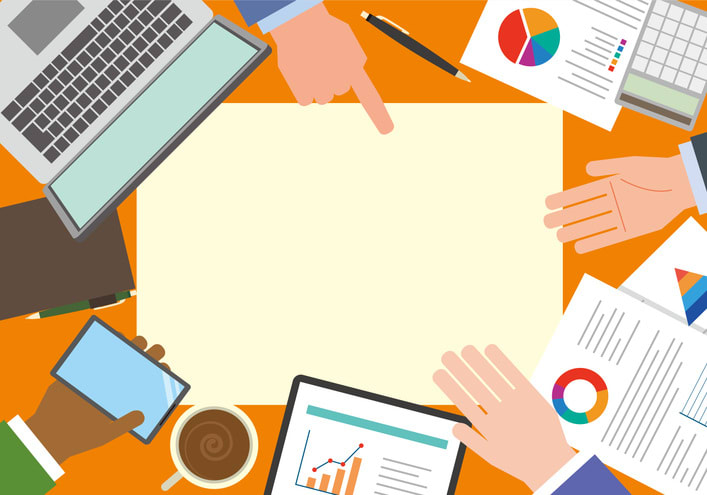 Business people having a meeting and copy space frame stock illustration