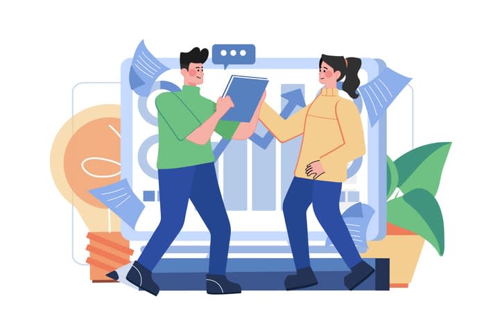 Business People Solving Issue Illustration concept on white background stock illustration