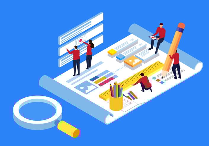 Business planning blueprint stock illustration