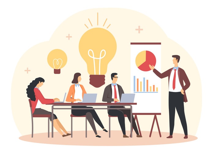 Business team brainstorm stock illustration