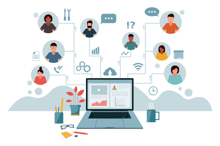 Businessman connecting online and working same project