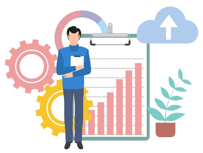 Clipboard with Infochart Presenter with Document stock illustration