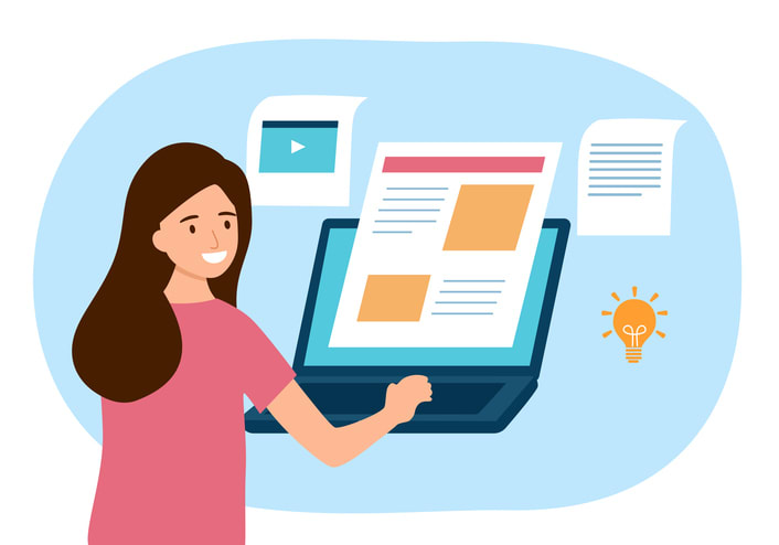 Content writer or journalist in flat design