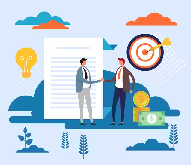 Contract online internet deal handshake concept