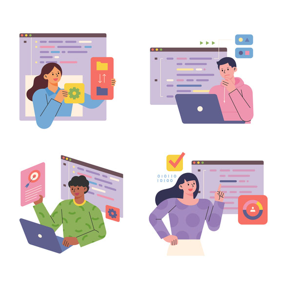 Developers are coding programs on computers