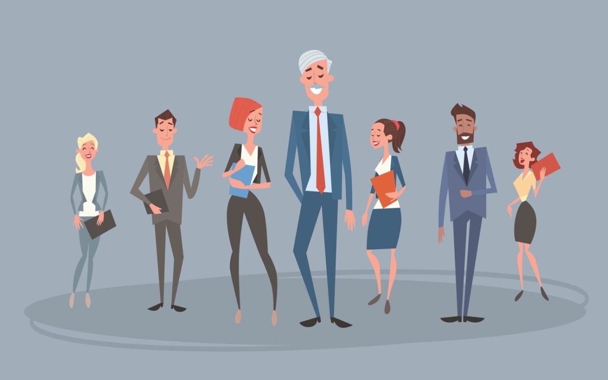 An illustration depicting a diverse group of employees discussing their job satisfaction and morale in a positive work environment.
