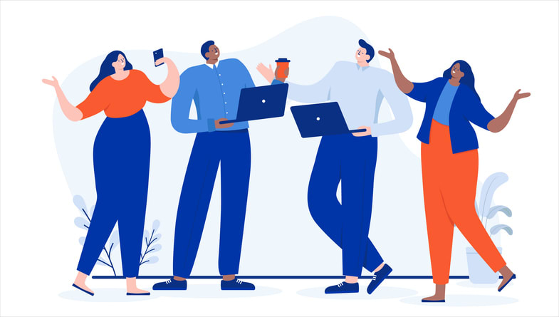 Happy group and team of diverse businesspeople stock illustration