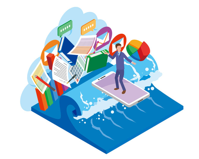 Image of a male office worker who manages work well stock illustration