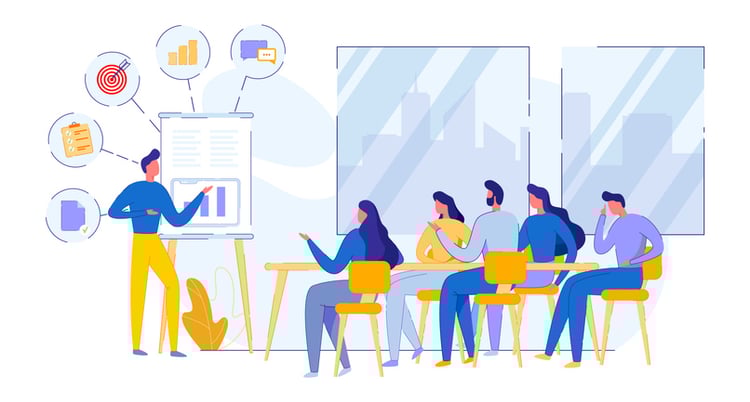 A team acquiring essential skills for success in sales.