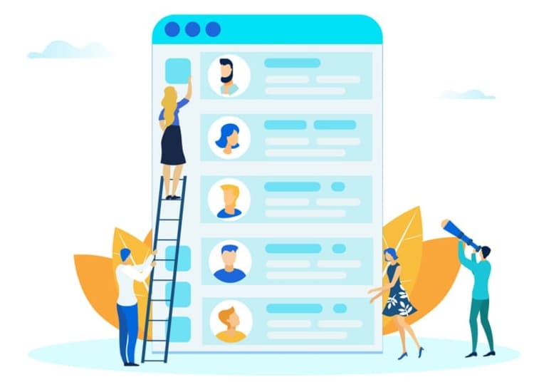 Team interacting with digital user profiles and interface, illustrating advanced attendance app features like real-time tracking, user management, and collaborative scheduling.