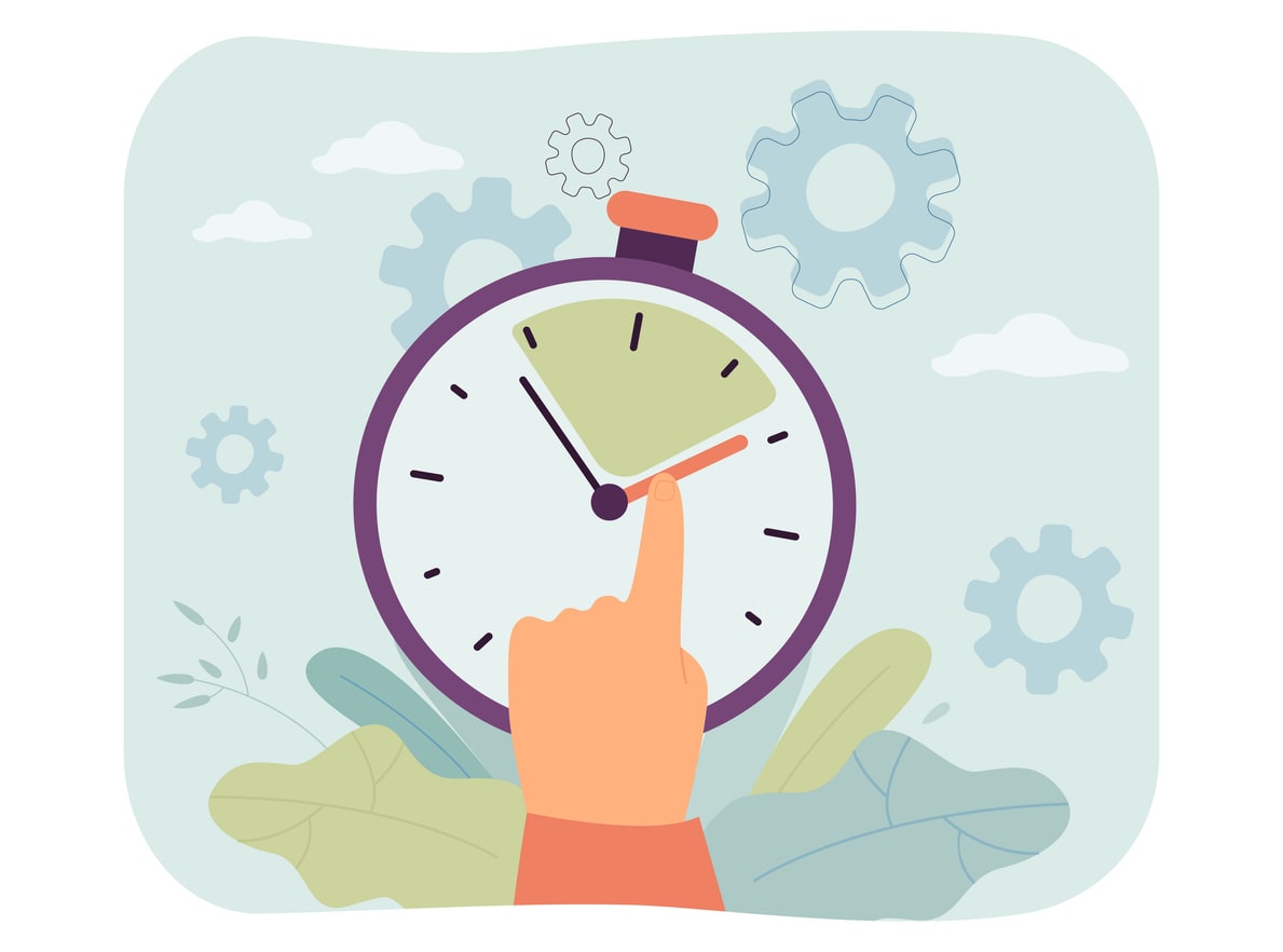 Finger moving hand of timer to control time