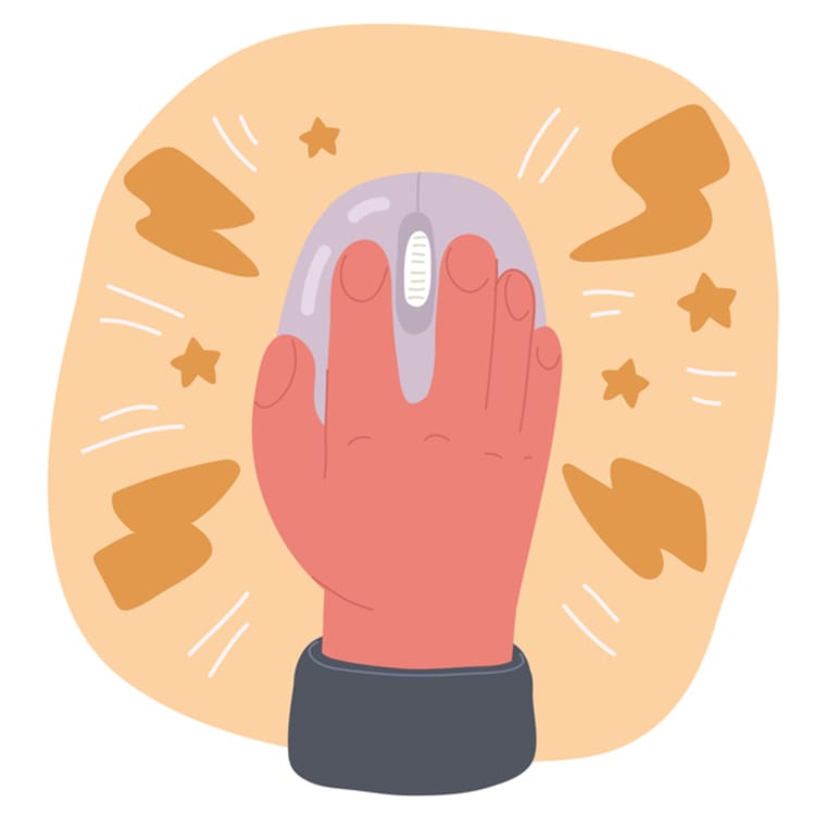 An illustration showing a mouse tracker devices in use.