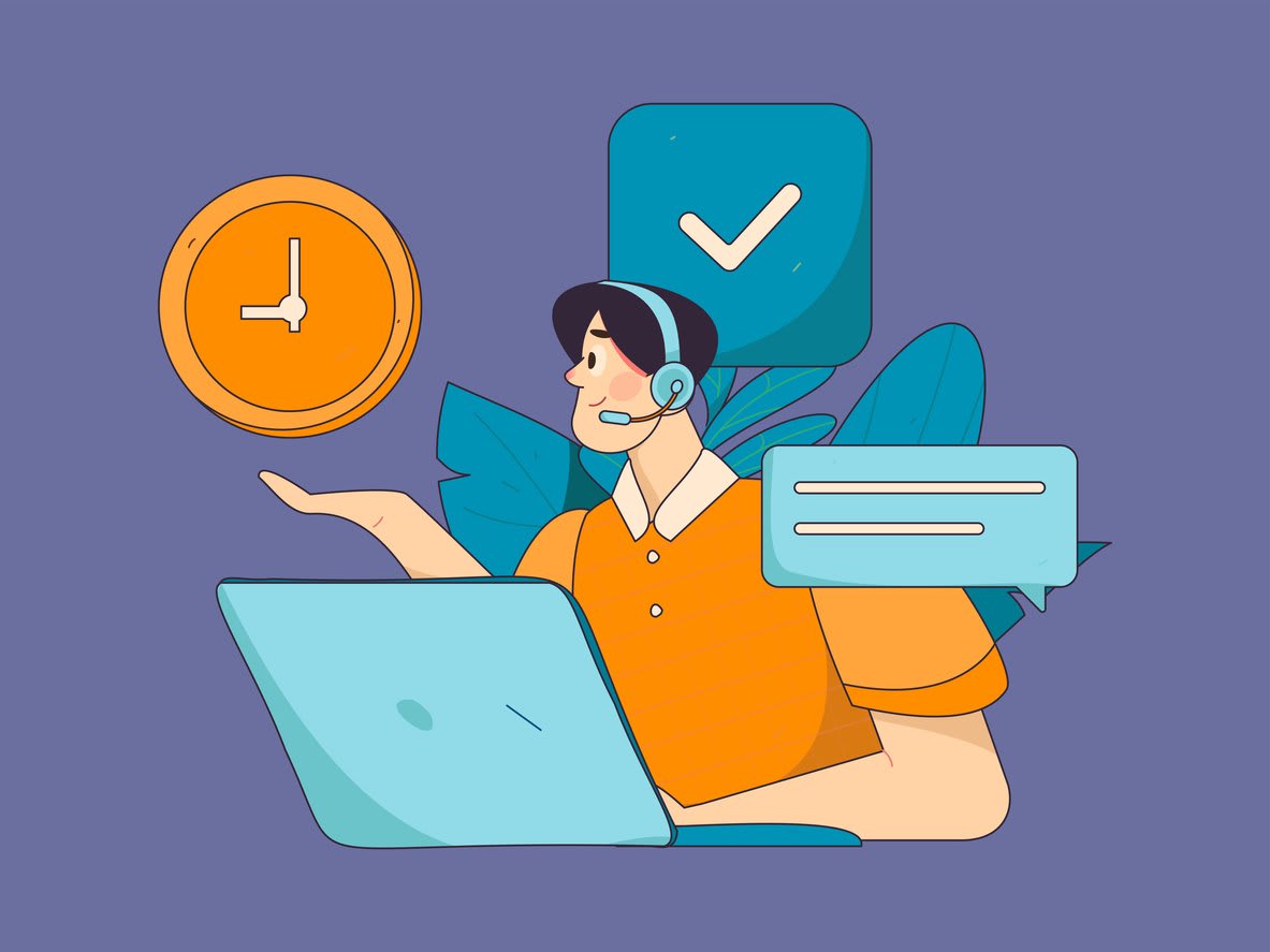 Communicate with consultants flat vector character concept operation hand drawn illustration stock illustration