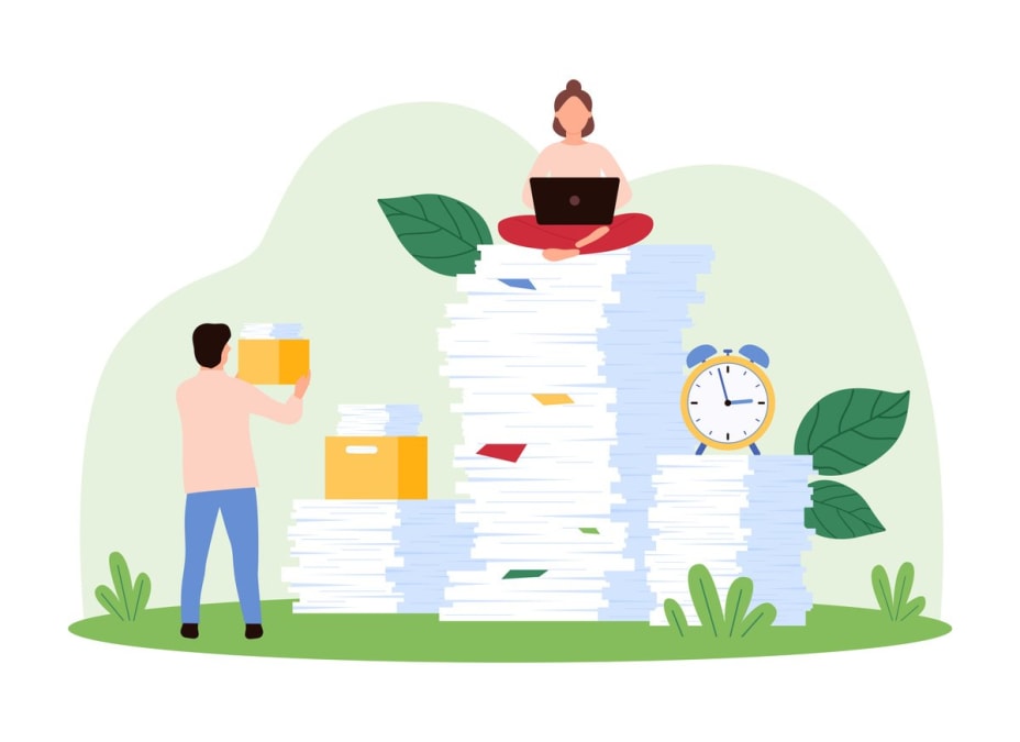 The image represents habit stacking—combining small, productive habits (like organizing or working) to build consistency and boost productivity over time.
