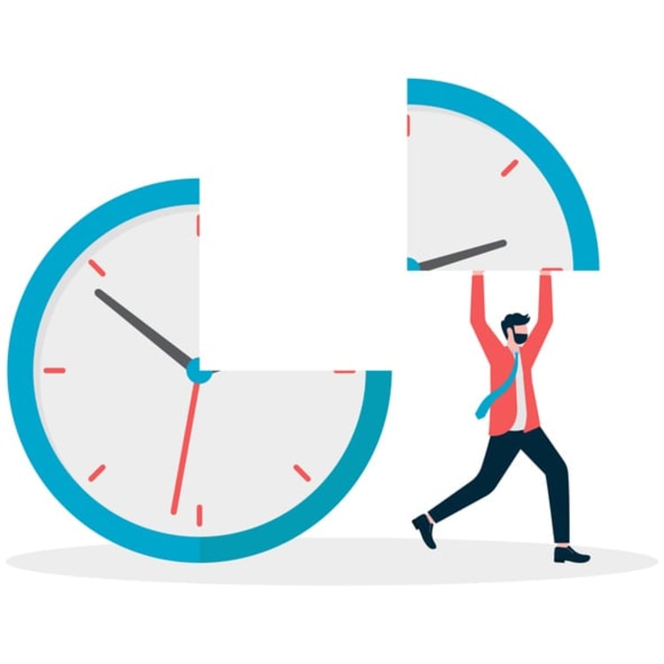 Businessperson walking away with a clock segment, symbolizing common ways employees steal time at work.