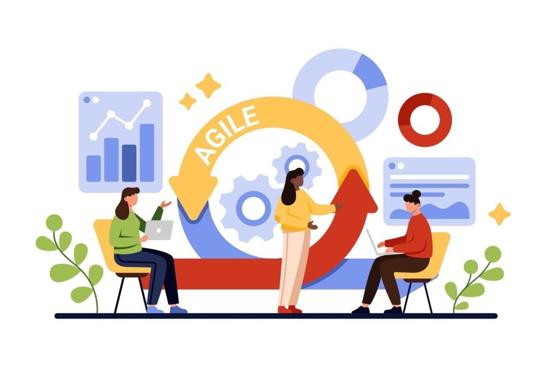 An illustration representing agile methodology concepts.