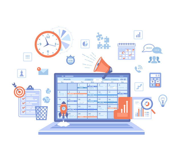 Laptop with schedule on the screen