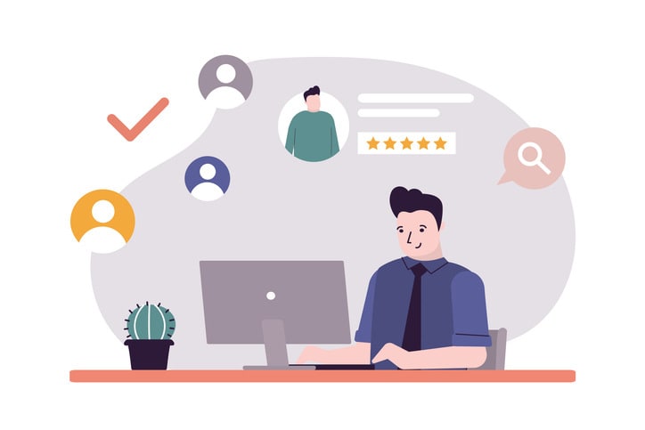 Man search work through website