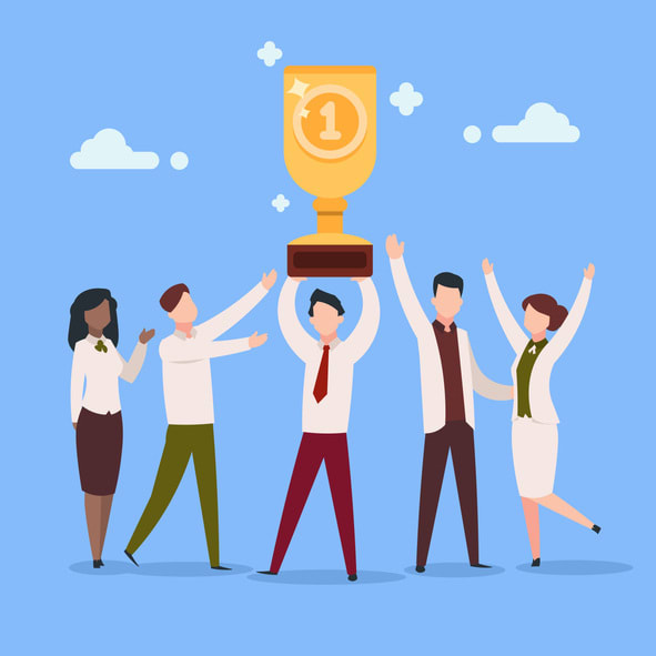 Office employee work reward businessman character professional prize people group