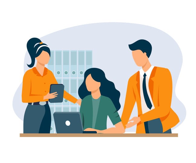 Office people discussion and brainstorming stock illustration