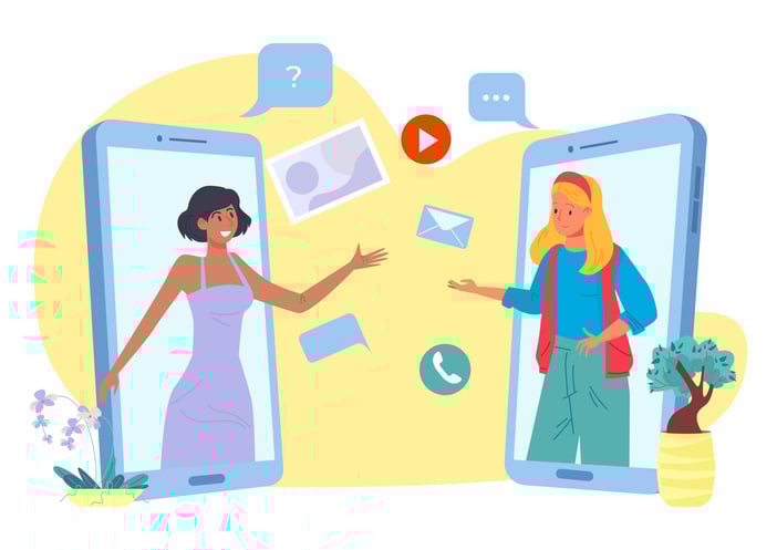 online app with chat message icon