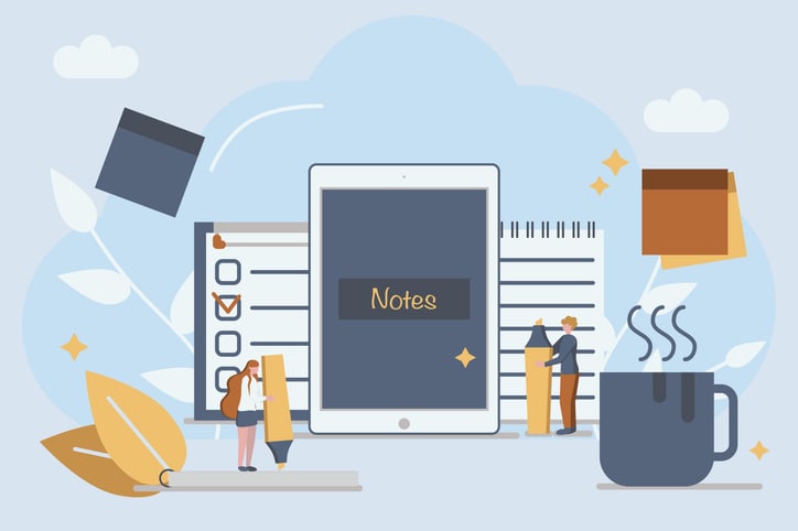 Online notes and checklist concept