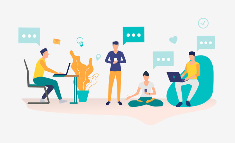 People working in coworking space stock illustration