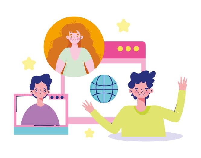 people world connected web internet cartoon stock illustration