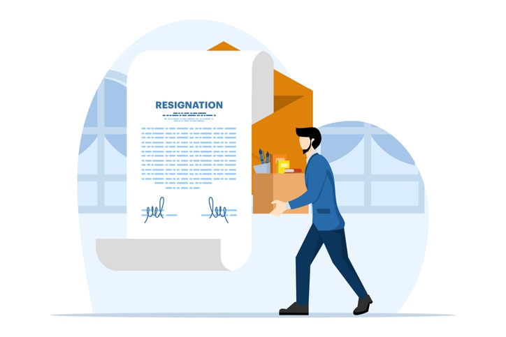 Professional businessman by writing resignation email