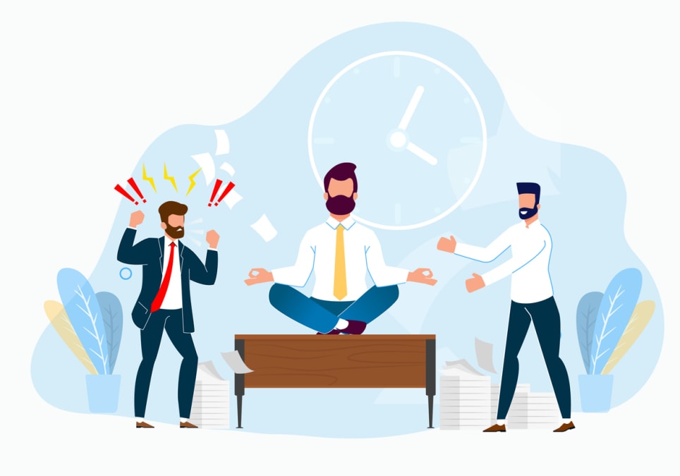 Professional Stress Management at Work Cartoon