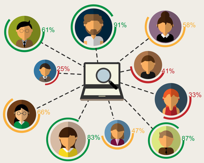 Recruitment with AI technology score vector stock illustration