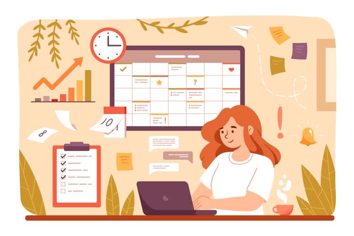 Scheduling tasks concept stock illustration