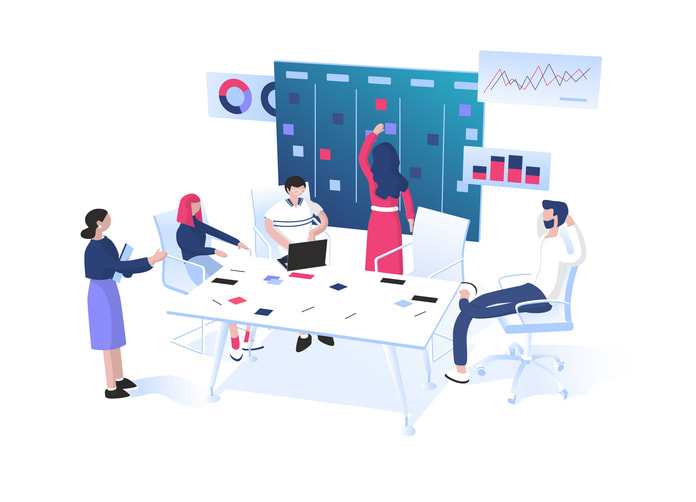 SCRUM or Kanban for project management concept