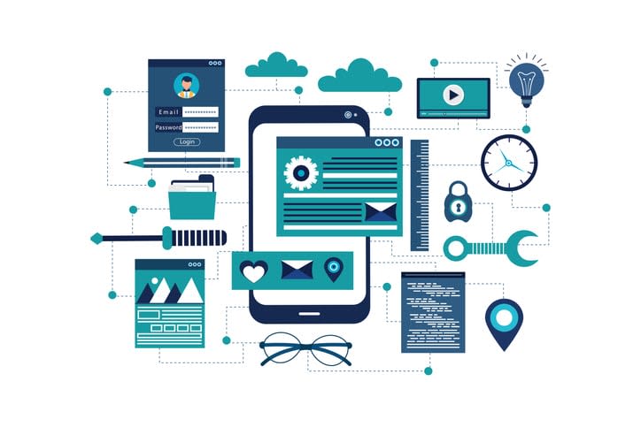 smartphone app programming stock illustration