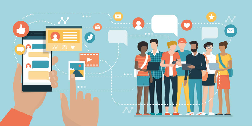 Social media app and social networks stock illustration