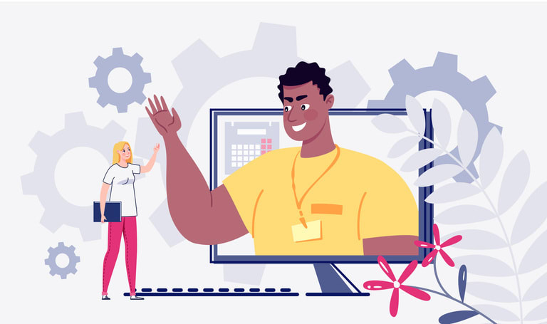 Staff training, consulting, college, education app. stock illustration