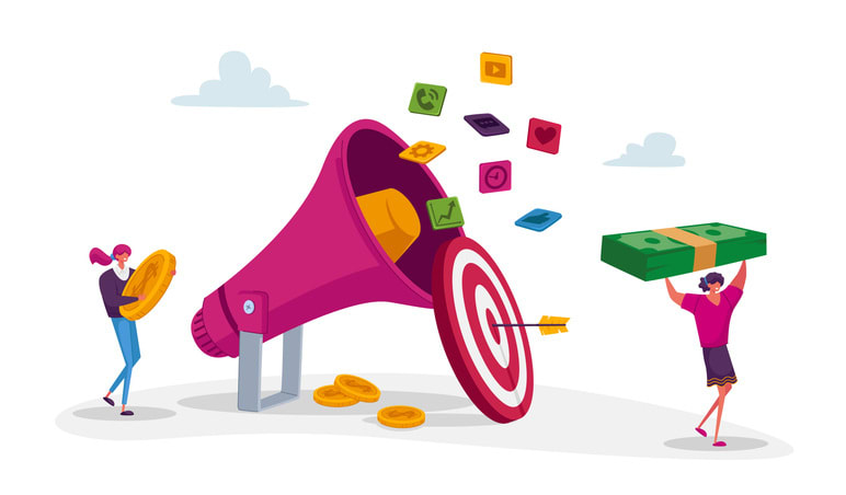 Tiny Characters Work with Huge Megaphone