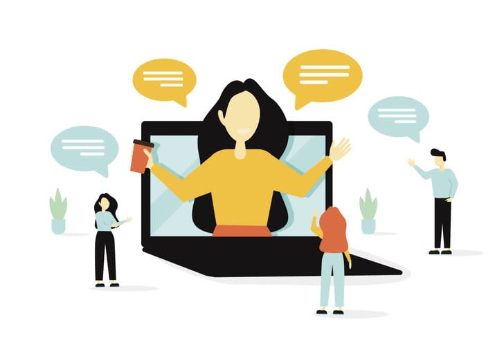 Vector colorful illustration of communication via the Internet