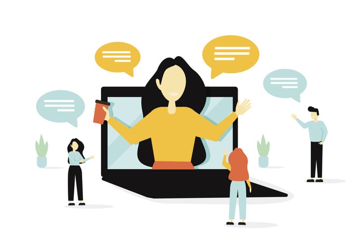 Vector colorful illustration of communication via the Internet